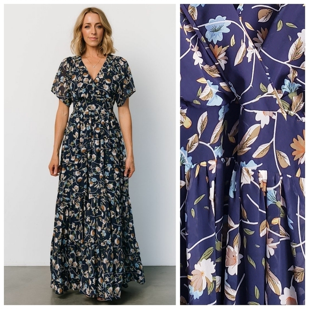 Baltic Born Katherine Navy Blue Floral Maxi Dress